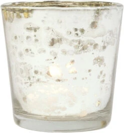 24 Pack | Vintage Mercury Glass Candle Holders (2.5-Inch, Lila Design, Liquid Motif, Silver) - For Use With Tea Lights - For Parties, Weddings And Homes -Lights Decor Shop img 1915625