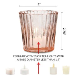 24 Pack | Vintage Mercury Glass Candle Holders (3-Inch, Caroline Design, Vertical Motif, Gold) - For Use With Tea Lights - Home Decor, Parties And Wedding Decorations -Lights Decor Shop img 1915675