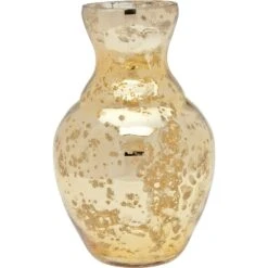 BLOWOUT Vintage Mercury Glass Vase (5.5-Inch, Evelyn Classic Design, Gold) - Decorative Flower Vase - For Home Decor And Wedding Centerpieces