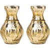 2 PACK | Vintage Mercury Glass Vases (4-Inch, Bernadette Mini Ribbed Design, Gold) - Decorative Flower Vase - For Home Decor And Wedding Centerpieces