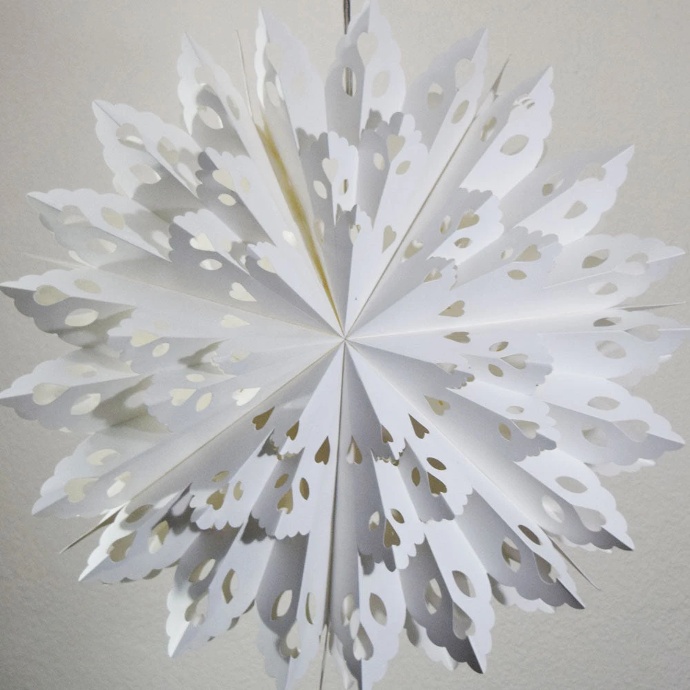 Quasimoon Pizzelle Paper Snowflake Lantern (32-Inch, White, Winter Wreath Snowflake Design) - Great With Or Without Lights - Holiday Snowflake Decorations 4 Quasimoon Pizzelle Paper Snowflake Lantern (32-Inch, White, Winter Wreath Snowflake Design) - Great With Or Without Lights - Holiday Snowflake Decorations - Image 2