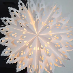 Quasimoon Pizzelle Paper Snowflake Lantern (32-Inch, White, Winter Wreath Snowflake Design) - Great With Or Without Lights - Holiday Snowflake Decorations 7 Quasimoon Pizzelle Paper Snowflake Lantern (32-Inch, White, Winter Wreath Snowflake Design) - Great With Or Without Lights - Holiday Snowflake Decorations -Lights Decor Shop large white popup jhalar multipointer star lantern image 2