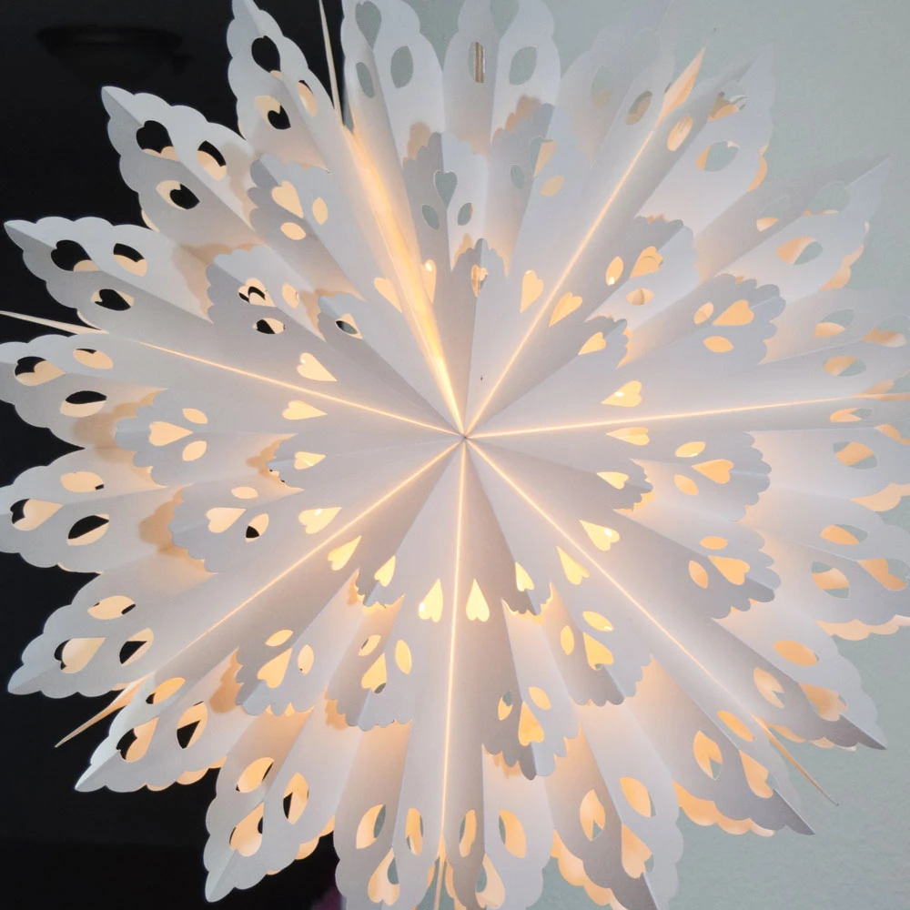Quasimoon Pizzelle Paper Snowflake Lantern (32-Inch, White, Winter Wreath Snowflake Design) - Great With Or Without Lights - Holiday Snowflake Decorations 5 Quasimoon Pizzelle Paper Snowflake Lantern (32-Inch, White, Winter Wreath Snowflake Design) - Great With Or Without Lights - Holiday Snowflake Decorations - Image 3