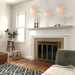 Quasimoon Pizzelle Paper Snowflake Lantern (32-Inch, White, Ice Crystal Snowflake Design) - Great With Or Without Lights - Holiday Snowflake Decorations -Lights Decor Shop large winter snowflake paper star lantern holiday ice crystal image 4