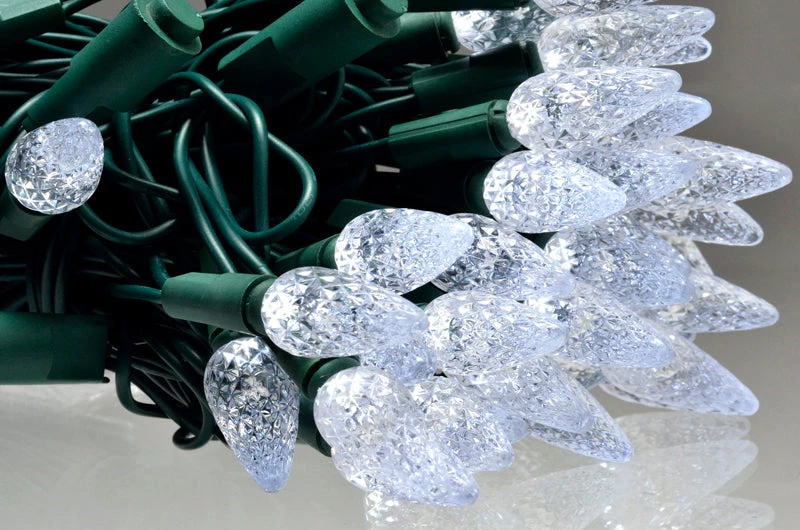 BLOWOUT 25 Outdoor Cool White LED C7 Strawberry String Lights, 16.6FT Green Cord, Weatherproof, Expandable 4 BLOWOUT 25 Outdoor Cool White LED C7 Strawberry String Lights, 16.6FT Green Cord, Weatherproof, Expandable - Image 3