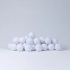BLOWOUT 5.5 FT | 10 LED Battery Operated White Round Cotton Ball String Lights With Timer -Lights Decor Shop led cotton ball string light decoration white battery image 4