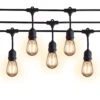 24 Suspended Socket Outdoor Commercial String Light Set, 54 FT Black Cord W/ 2-Watt Shatterproof LED Bulbs, Weatherproof SJTW