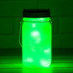 BLOWOUT MoonBright™ LED Mason Jar Light, Battery Powered For Wide Mouth - Green (Lid Light Only) -Lights Decor Shop led mason jar starry fairy lights lid wide green image 4
