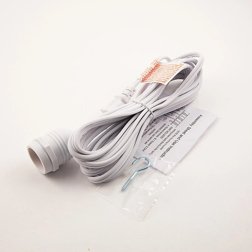 Extra Long 25FT Single Socket White Weatherproof Outdoor Pendant Light Lamp Cord, E26 - Electrical Swag Light Kit 3 Extra Long 25FT Single Socket White Weatherproof Outdoor Pendant Light Lamp Cord, E26 - Electrical Swag Light Kit