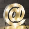 BLOWOUT White Marquee Light Symbol '@ / At Web Internet' LED Metal Sign (8 Inch, Battery Operated W/ Timer) -Lights Decor Shop marquee lights at sign internet web symbol