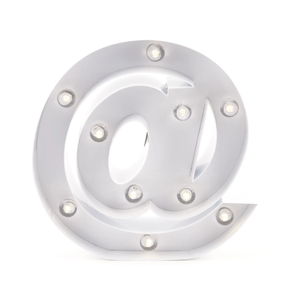 BLOWOUT White Marquee Light Symbol '@ / At Web Internet' LED Metal Sign (8 Inch, Battery Operated W/ Timer) 4 BLOWOUT White Marquee Light Symbol '@ / At Web Internet' LED Metal Sign (8 Inch, Battery Operated W/ Timer) - Image 2