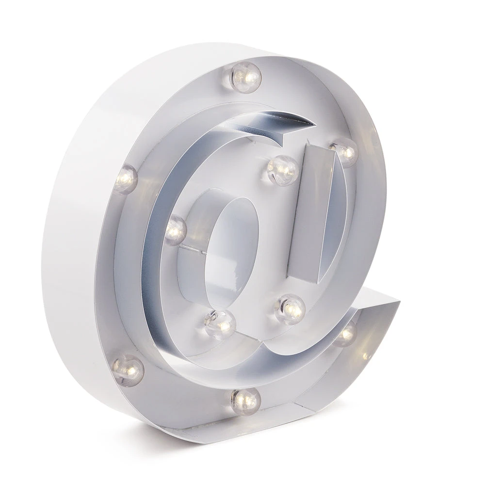 BLOWOUT White Marquee Light Symbol '@ / At Web Internet' LED Metal Sign (8 Inch, Battery Operated W/ Timer) 5 BLOWOUT White Marquee Light Symbol '@ / At Web Internet' LED Metal Sign (8 Inch, Battery Operated W/ Timer) - Image 3