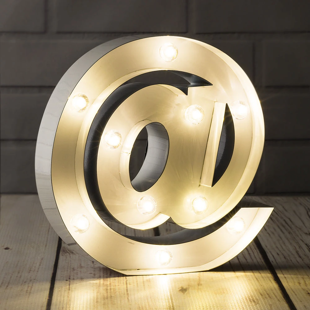 BLOWOUT White Marquee Light Symbol '@ / At Web Internet' LED Metal Sign (8 Inch, Battery Operated W/ Timer) 3 BLOWOUT White Marquee Light Symbol '@ / At Web Internet' LED Metal Sign (8 Inch, Battery Operated W/ Timer)