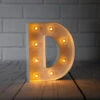 BLOWOUT White Marquee Light Letter 'D' LED Metal Sign (8 Inch, Battery Operated W/ Timer) -Lights Decor Shop marquee lights sign letter d