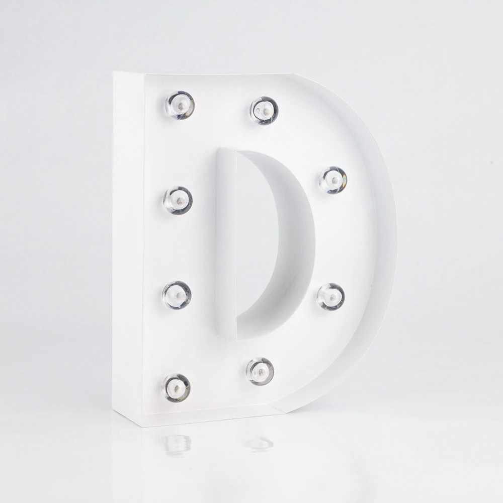 BLOWOUT White Marquee Light Letter 'D' LED Metal Sign (8 Inch, Battery Operated W/ Timer) 4 BLOWOUT White Marquee Light Letter 'D' LED Metal Sign (8 Inch, Battery Operated W/ Timer) - Image 2