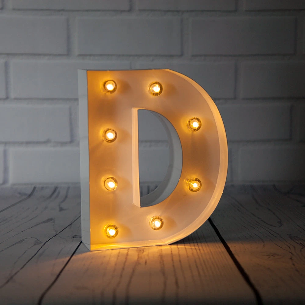 BLOWOUT White Marquee Light Letter 'D' LED Metal Sign (8 Inch, Battery Operated W/ Timer) 3 BLOWOUT White Marquee Light Letter 'D' LED Metal Sign (8 Inch, Battery Operated W/ Timer)