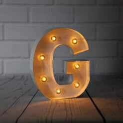 BLOWOUT White Marquee Light Letter 'G' LED Metal Sign (8 Inch, Battery Operated W/ Timer)