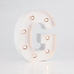 BLOWOUT White Marquee Light Letter 'G' LED Metal Sign (8 Inch, Battery Operated W/ Timer) -Lights Decor Shop marquee lights sign letter g image 2