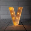 BLOWOUT White Marquee Light Letter 'V' LED Metal Sign (8 Inch, Battery Operated W/ Timer)