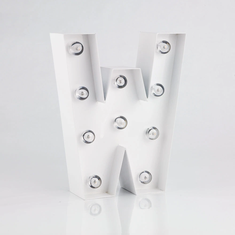 BLOWOUT White Marquee Light Letter 'W' LED Metal Sign (8 Inch, Battery Operated W/ Timer) 4 BLOWOUT White Marquee Light Letter 'W' LED Metal Sign (8 Inch, Battery Operated W/ Timer) - Image 2