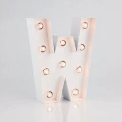 BLOWOUT White Marquee Light Letter 'W' LED Metal Sign (8 Inch, Battery Operated W/ Timer) 8 BLOWOUT White Marquee Light Letter 'W' LED Metal Sign (8 Inch, Battery Operated W/ Timer) -Lights Decor Shop marquee lights sign letter w image 2