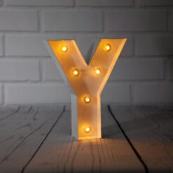 BLOWOUT White Marquee Light Letter 'Y' LED Metal Sign (8 Inch, Battery Operated W/ Timer)