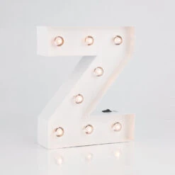 BLOWOUT White Marquee Light Letter 'Z' LED Metal Sign (8 Inch, Battery Operated W/ Timer) -Lights Decor Shop marquee lights sign letter z image 2