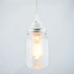 BLOWOUT Mason Jar Pendant Light Kit, Regular Mouth, Clear Cord, 15FT