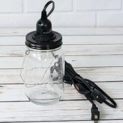 BLOWOUT Fantado Mason Jar Pendant Light Kit, Wide Mouth, Black Cord, 15FT -Lights Decor Shop mason jar pendant light kit wide mouth black cord 15ft 98