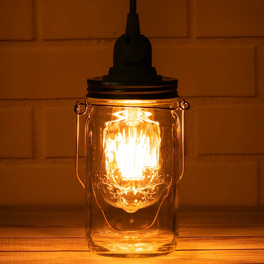 BLOWOUT Fantado Mason Jar Pendant Light Kit, Wide Mouth, Clear Cord, 15FT 5 BLOWOUT Fantado Mason Jar Pendant Light Kit, Wide Mouth, Clear Cord, 15FT - Image 3