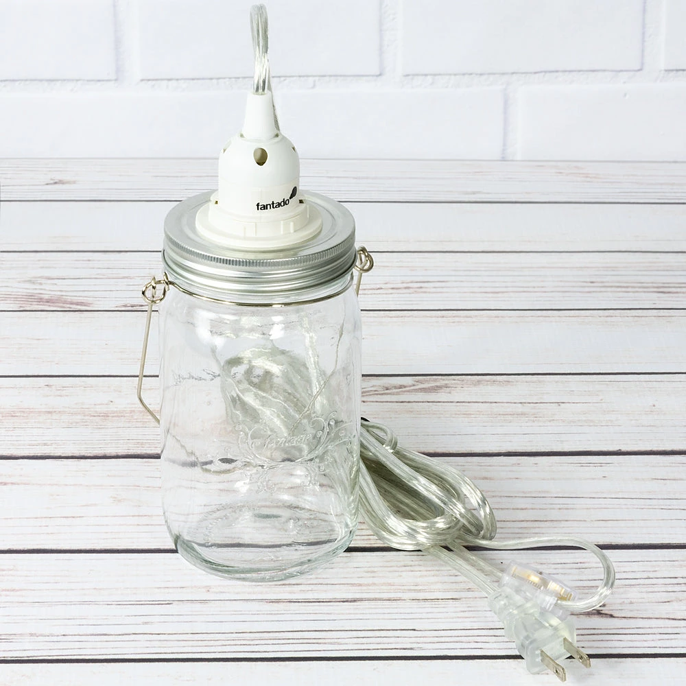BLOWOUT Fantado Mason Jar Pendant Light Kit, Wide Mouth, Clear Cord, 15FT 6 BLOWOUT Fantado Mason Jar Pendant Light Kit, Wide Mouth, Clear Cord, 15FT - Image 4