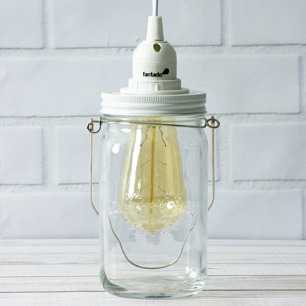 Fantado Mason Jar Pendant Light Kit, Wide Mouth, White Cord, 15FT 4 Fantado Mason Jar Pendant Light Kit, Wide Mouth, White Cord, 15FT - Image 2