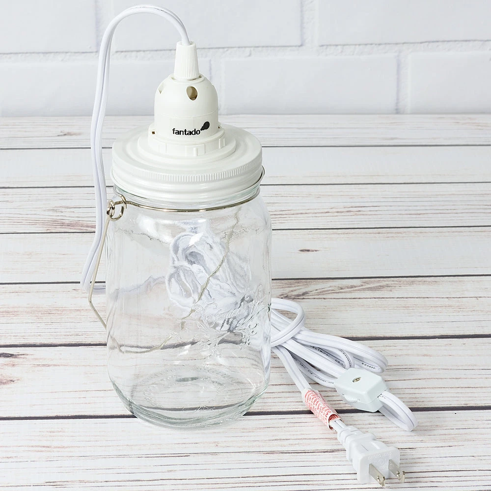Fantado Mason Jar Pendant Light Kit, Wide Mouth, White Cord, 15FT 6 Fantado Mason Jar Pendant Light Kit, Wide Mouth, White Cord, 15FT - Image 4