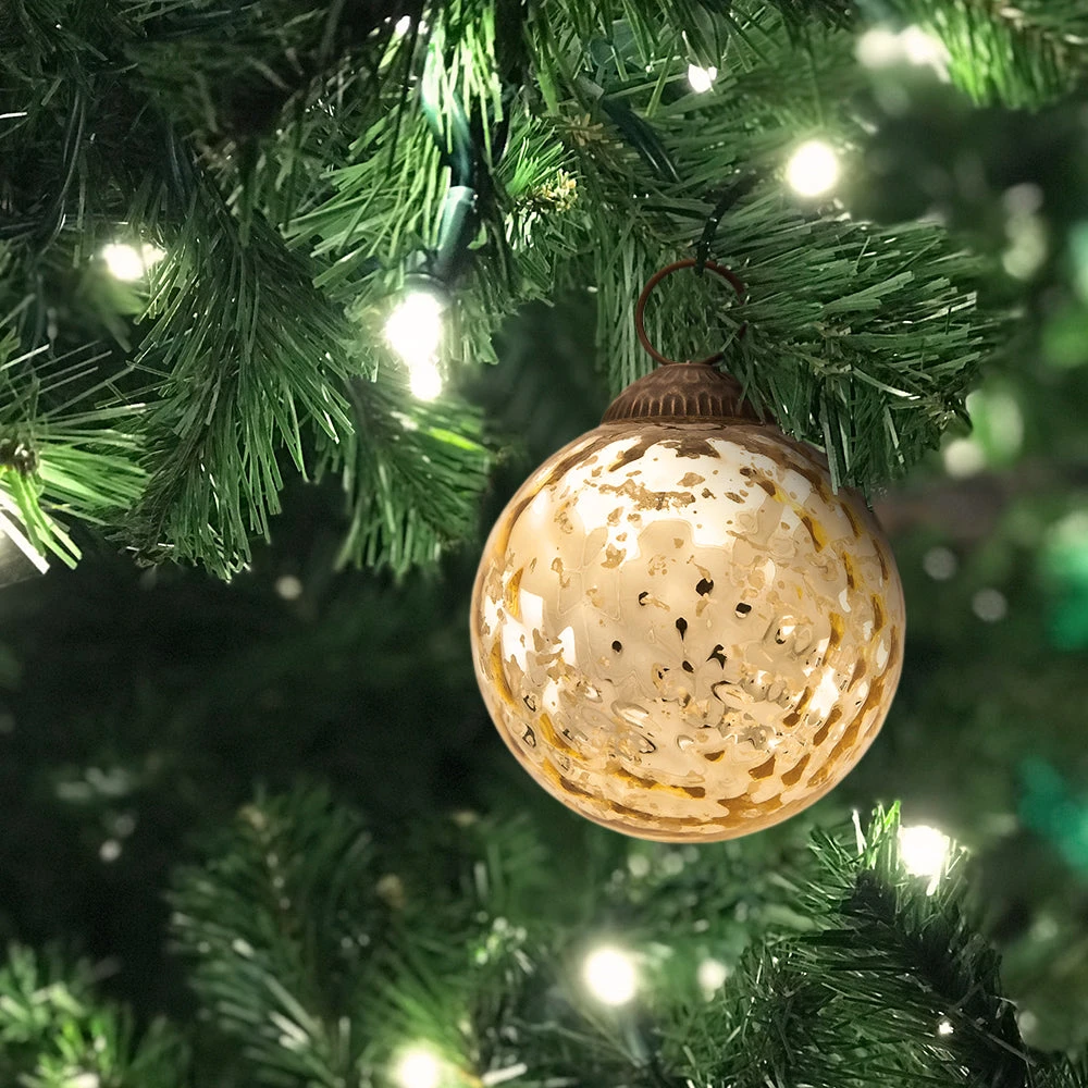 BLOWOUT 3" Gold Joy Mercury Disco Ball Glass Ornament Christmas Tree Decoration 4 BLOWOUT 3" Gold Joy Mercury Disco Ball Glass Ornament Christmas Tree Decoration - Image 2