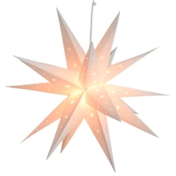 20" White Moravian Weatherproof Star Lantern Lamp, Multi-Point Hanging Decoration