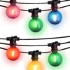50 Socket Multi-Color Socket Outdoor Commercial String Light Set, 54 FT Black Cord W/ 1-Watt Shatterproof LED Bulbs, Weatherproof