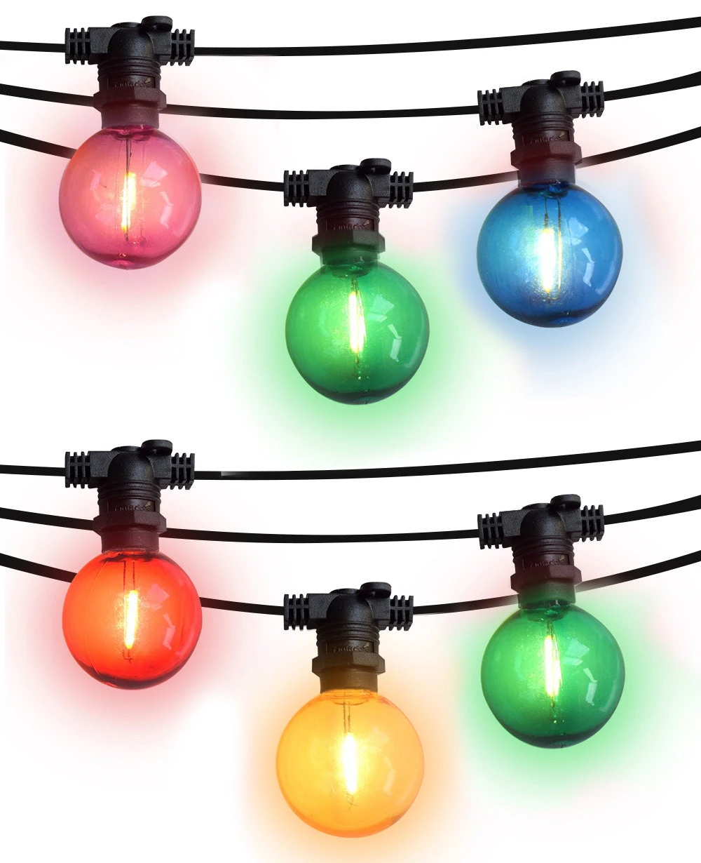 50 Socket Multi-Color Socket Outdoor Commercial String Light Set, 54 FT Black Cord W/ 1-Watt Shatterproof LED Bulbs, Weatherproof 3 50 Socket Multi-Color Socket Outdoor Commercial String Light Set, 54 FT Black Cord W/ 1-Watt Shatterproof LED Bulbs, Weatherproof