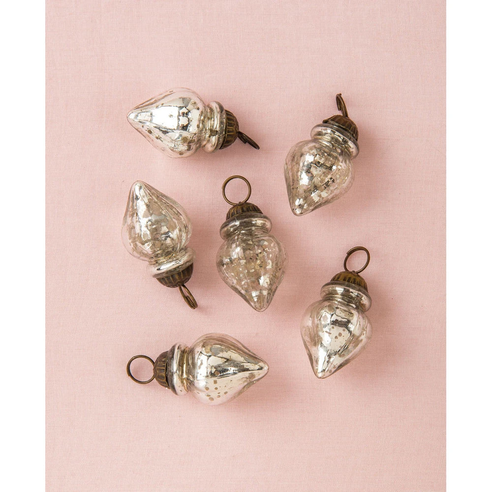 6 Pack | Mini Mercury Glass Ornaments (Blanche Design, 1.75-inch, Silver) - Vintage-Style Decoration 3 6 Pack | Mini Mercury Glass Ornaments (Blanche Design, 1.75-inch, Silver) - Vintage-Style Decoration