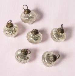 6 Pack | Mercury Glass Mini Ornaments (1.5-inch, Silver, Tania Design) - Great Gift Idea, Vintage-Style Decorations For Christmas And Home Décor