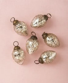 6 Pack | Mercury Glass Mini Ornaments (1.75-inch, Silver, Marie) - Great Gift Idea, Vintage-Style Decoration For Christmas, Home Decor And Parties