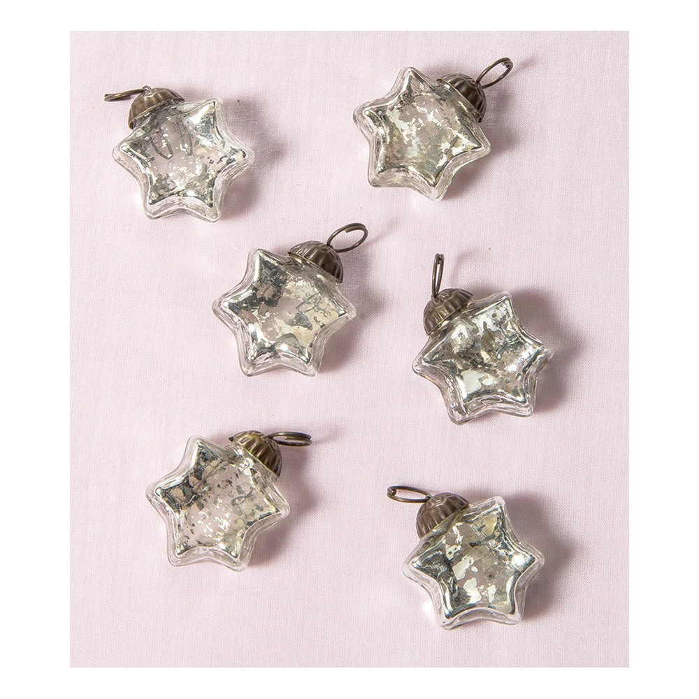 6 Pack | Mini Mercury Glass Star Ornaments (1.5-inch, Silver, Imogen Design) - Great Gift Idea, Vintage-Style Decorations For Christmas And Home Decor 4 6 Pack | Mini Mercury Glass Star Ornaments (1.5-inch, Silver, Imogen Design) - Great Gift Idea, Vintage-Style Decorations For Christmas And Home Decor - Image 2