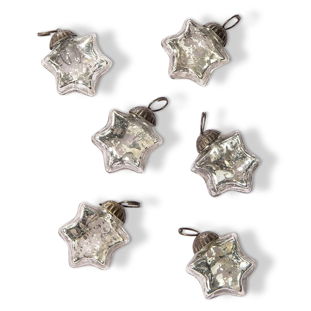 6 Pack | Mini Mercury Glass Star Ornaments (1.5-inch, Silver, Imogen Design) - Great Gift Idea, Vintage-Style Decorations For Christmas And Home Decor 6 6 Pack | Mini Mercury Glass Star Ornaments (1.5-inch, Silver, Imogen Design) - Great Gift Idea, Vintage-Style Decorations For Christmas And Home Decor - Image 4