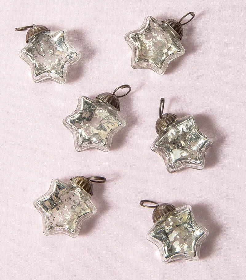 6 Pack | Mini Mercury Glass Star Ornaments (1.5-inch, Silver, Imogen Design) - Great Gift Idea, Vintage-Style Decorations For Christmas And Home Decor 3 6 Pack | Mini Mercury Glass Star Ornaments (1.5-inch, Silver, Imogen Design) - Great Gift Idea, Vintage-Style Decorations For Christmas And Home Decor