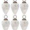 6 Pack | Small Mercury Glass Ornaments (3-inch, Silver, Laura Design) - Great Gift Idea, Vintage-Style Decorations For Christmas, Special Occasions, Home Decor And Parties