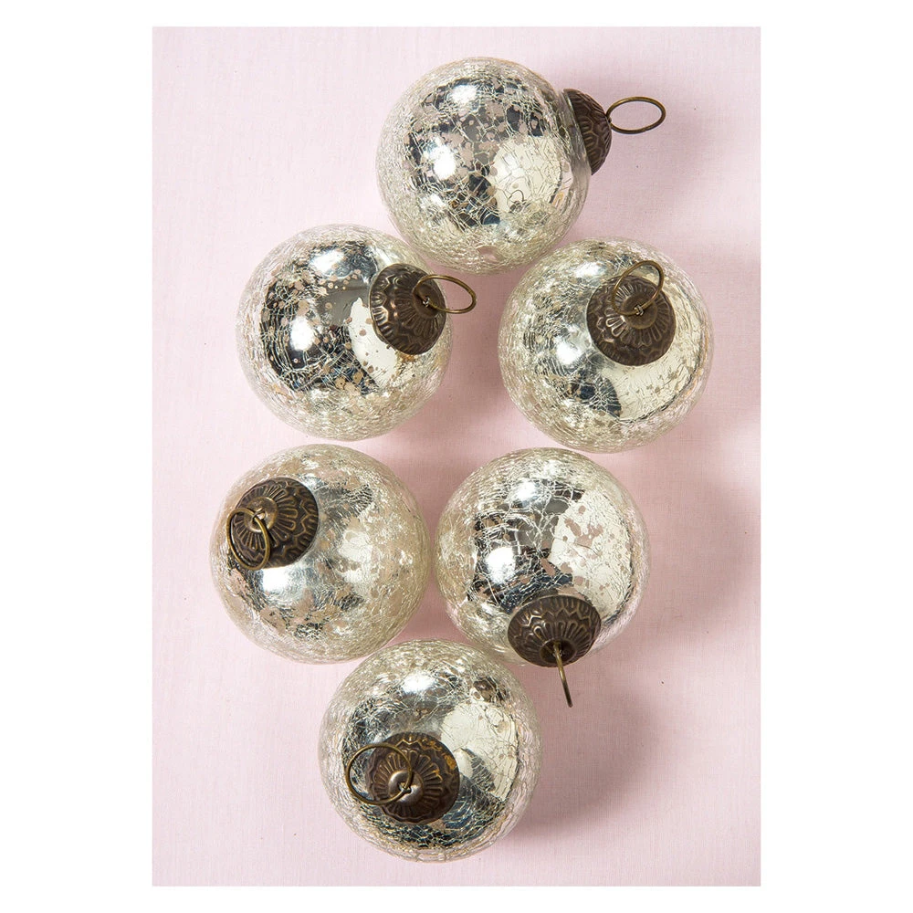 6 Pack | Large Mercury Glass Ball Ornaments (3-Inch, Silver, Lana Ball Design) - Great Gift Idea, Vintage-Style Decorations For Christmas, Special Occasions, Home Decor And Parties 4 6 Pack | Large Mercury Glass Ball Ornaments (3-Inch, Silver, Lana Ball Design) - Great Gift Idea, Vintage-Style Decorations For Christmas, Special Occasions, Home Decor And Parties - Image 2