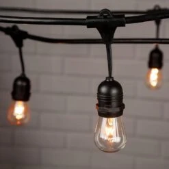 (Cord Only) 48 Suspended Socket SJTW Outdoor Commercial DIY String Light 102 FT Black Cord W/ E26 Medium Base, Weatherproof -Lights Decor Shop outdoor commercial string light long 54ft e26 black 2000x f30765bc a239 4a18 a2e7 97f8d105c08d