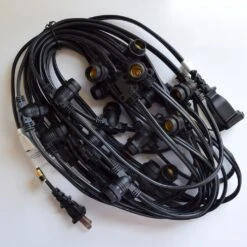 50 Socket Outdoor Commercial String Light Set, Shatterproof LED Bulbs, 54 FT Black Cord W/ E12 C7 Base, Weatherproof 17 50 Socket Outdoor Commercial String Light Set, Shatterproof LED Bulbs, 54 FT Black Cord W/ E12 C7 Base, Weatherproof -Lights Decor Shop oute12nobulbsBK 7946e54d 5880 4484 806b 58b2353ac103