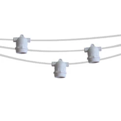 (Cord Only) 10 Socket SJTW Outdoor Commercial DIY String Light 21 FT White Cord W/ E26 Medium Base, Weatherproof