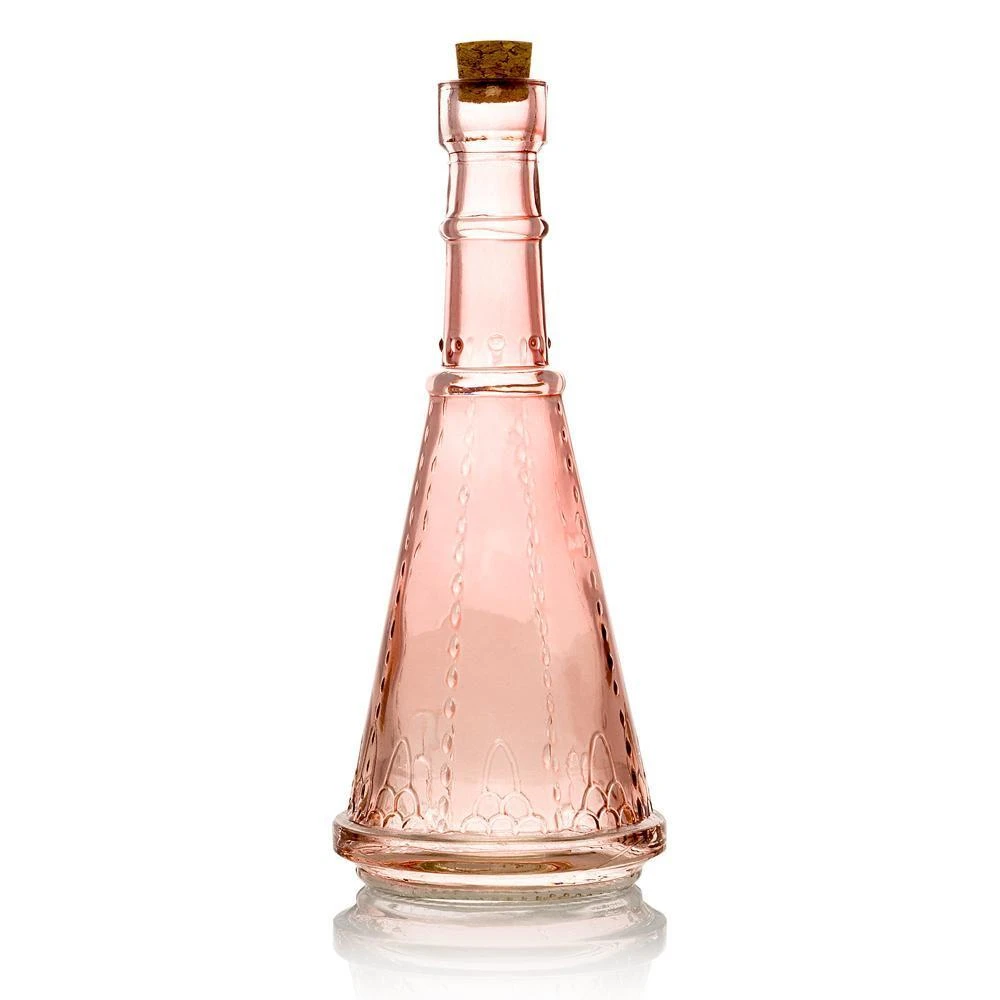 Vintage Romance Pink Vintage Glass Bottles Set - (6 Pack, Assorted Designs) 7 Vintage Romance Pink Vintage Glass Bottles Set - (6 Pack, Assorted Designs) - Image 5