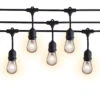 24 Suspended Socket Outdoor Commercial String Light Set, 54 FT Black Cord W/ 0.8-Watt Shatterproof LED Bulbs, Weatherproof SJTW